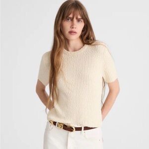 Madewell size Medium Bouclé-Knit Crewneck Sweater Tee in Cream